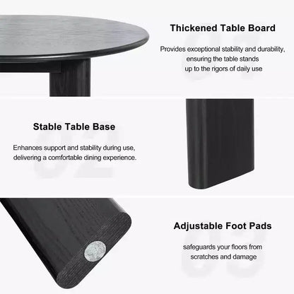 PexFix 45 Tavolo da pranzo rotondo in legno massello nero stile rustico per sale da pranzo moderne e riunioni di famiglia