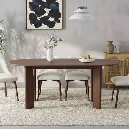 PexFix 67 x 33.5 Noce Legno Massiccio Tavolo da Pranzo Stile Fattoria Piano Ovale in Legno per Sale da Pranzo Moderne e Riunioni di Famiglia