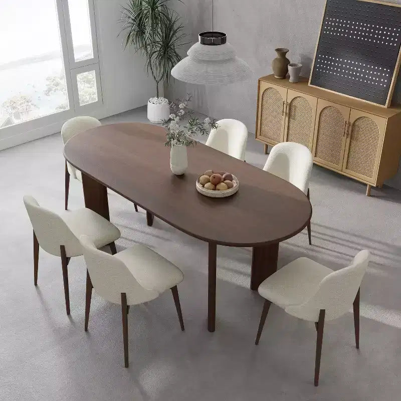 PexFix 67 x 33.5 Noce Legno Massiccio Tavolo da Pranzo Stile Fattoria Piano Ovale in Legno per Sale da Pranzo Moderne e Riunioni di Famiglia