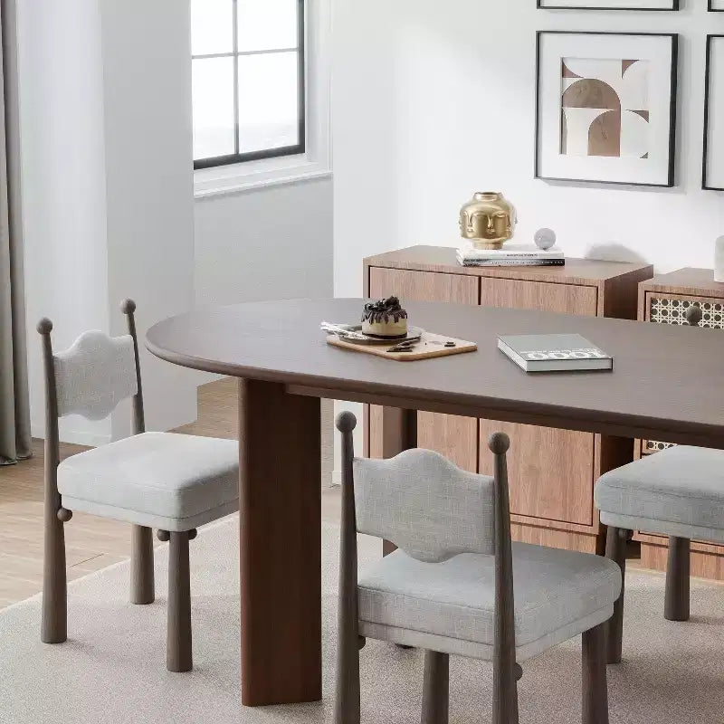PexFix 67 x 33.5 Noce Legno Massiccio Tavolo da Pranzo Stile Fattoria Piano Ovale in Legno per Sale da Pranzo Moderne e Riunioni di Famiglia