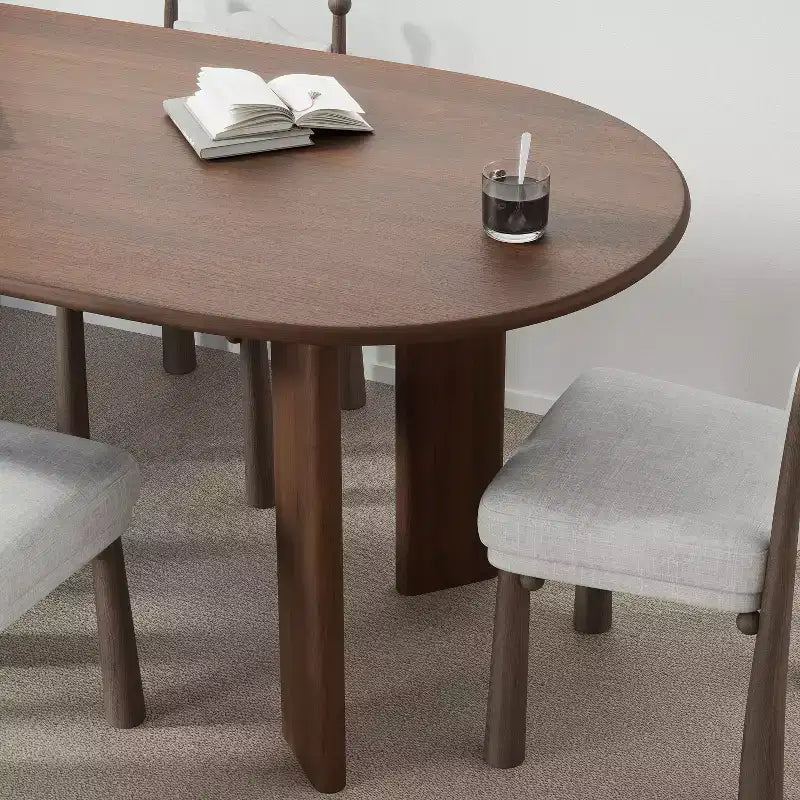 PexFix 67 x 33.5 Noce Legno Massiccio Tavolo da Pranzo Stile Fattoria Piano Ovale in Legno per Sale da Pranzo Moderne e Riunioni di Famiglia