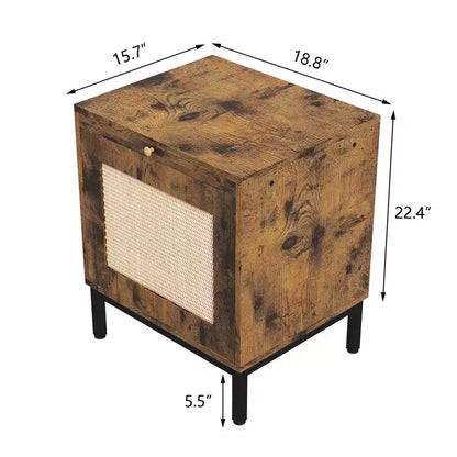 Tavolino in Rattan Naturale e Ferro con Struttura Robusta, Design Elegante, Dimensioni Compatte, Uso Versatile e Montaggio Facile