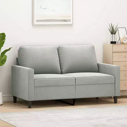 vidaXL Divano Moderno a 2 Posti, Realizzato in Velluto con Struttura in Metallo, Seduta Imbottita Confortevole, Grigio Chiaro - Ideale per Soggiorno o Patio