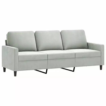 vidaXL 3-Seater Velvet Sofa - Light Gray Modern Couch with Comfortable Padding and Stable Metal Frame for Living Room or Lounge Area