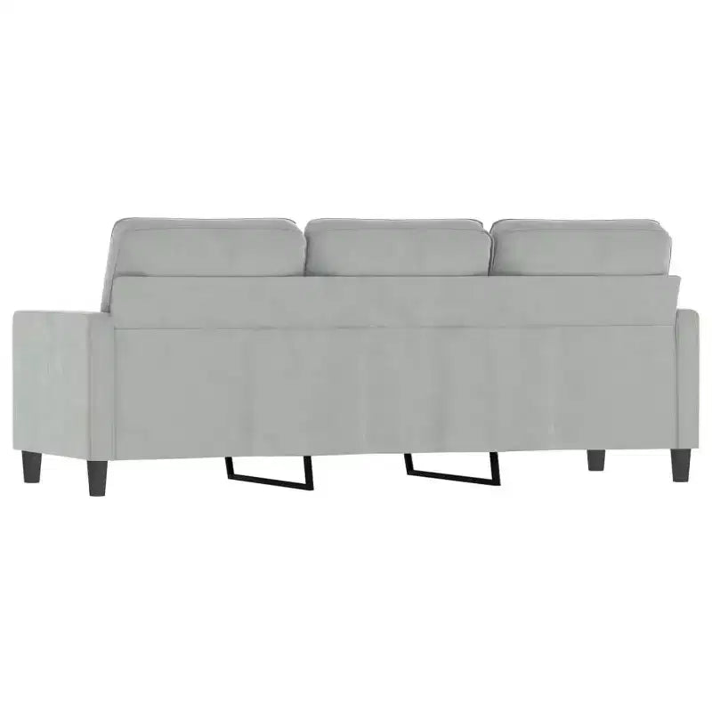 vidaXL Divano a 3 Posti in Velluto - Divano Moderno Grigio Chiaro con Comoda Imbottitura e Stabile Telaio in Metallo per Soggiorno o Salotto