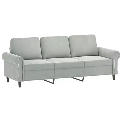 vidaXL Set Divano a 3 Pezzi in Velluto Grigio Chiaro - Relax Confortevole con Telaio Robusto e Cuscini Decorativi per Soggiorno e Zone Lounge