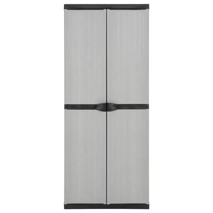 vidaXL Armadietto da Giardino da Esterno - Design Compatto Grigio&Nero in PVC con 3 Ripiani e Ante Chiudibili a Chiave - 26.8x15.7x66.1