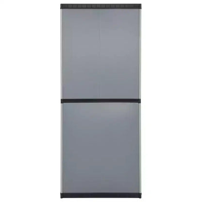 vidaXL Armadietto da Giardino da Esterno - Design Compatto Grigio&Nero in PVC con 3 Ripiani e Ante Chiudibili a Chiave - 26.8x15.7x66.1
