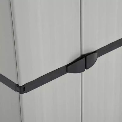 vidaXL Armadietto da Giardino da Esterno - Design Compatto Grigio&Nero in PVC con 3 Ripiani e Ante Chiudibili a Chiave - 26.8x15.7x66.1