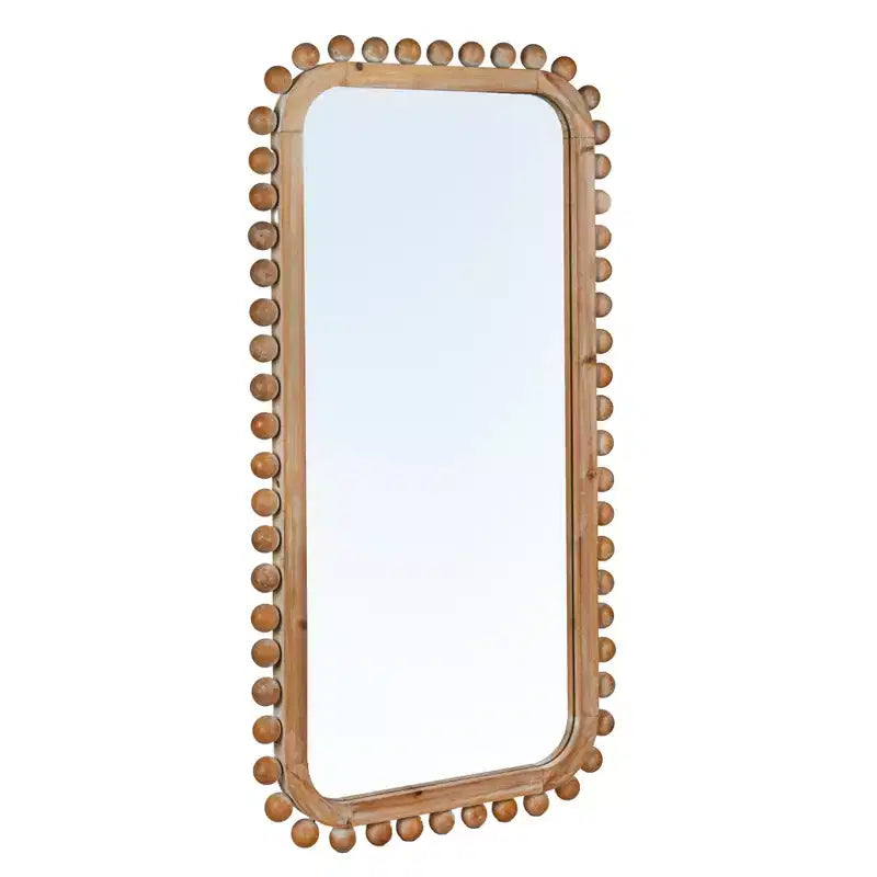 Storied Home Firwood Boho-Southwestern Rectangular Wall Mirror, Natural