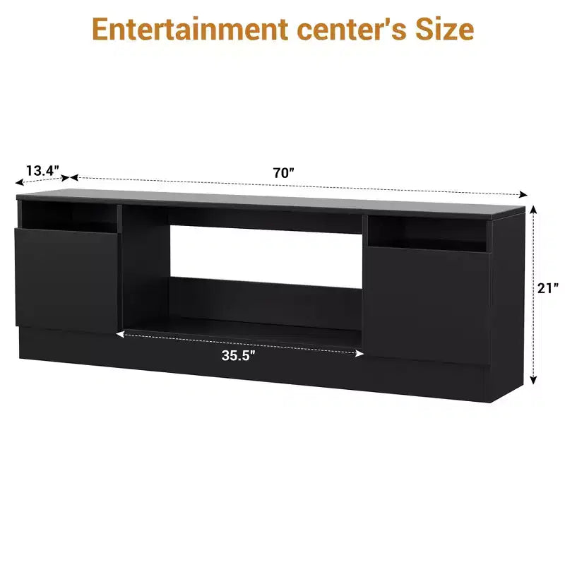 Mobile TV moderno con mobiletto contenitore per TV fino a 75", supporto TV moderno nero per soggiorno (camino non incluso)