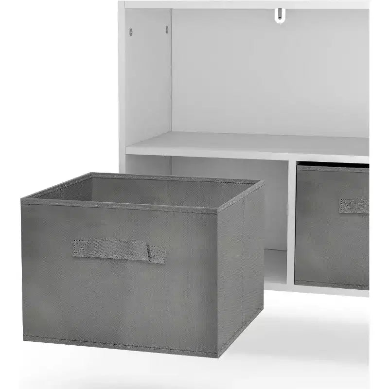 Acekool Scaffale per Libri per Bambini, Organizer per Giocattoli a 4 Scomparti con Cassetti Pieghevoli in Tessuto, Espositore per Libri per Sala Giochi, Asilo Nido, Cameretta dei Bambini