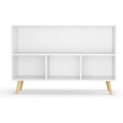 Acekool Scaffale per Libri per Bambini, Organizer per Giocattoli a 4 Scomparti con Cassetti Pieghevoli in Tessuto, Espositore per Libri per Sala Giochi, Asilo Nido, Cameretta dei Bambini