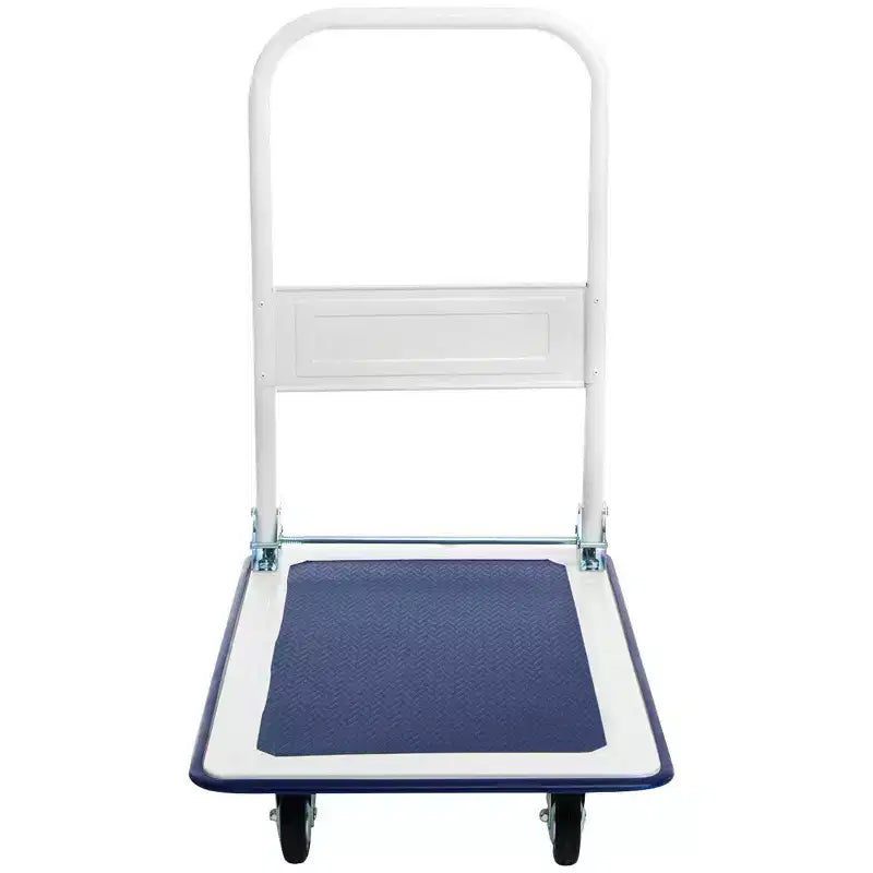 Costway Carrello Piattaforma Pieghevole da 150 kg per Magazzino Spostamenti, Camioncino a Spinta Manuale Blu/Giallo
