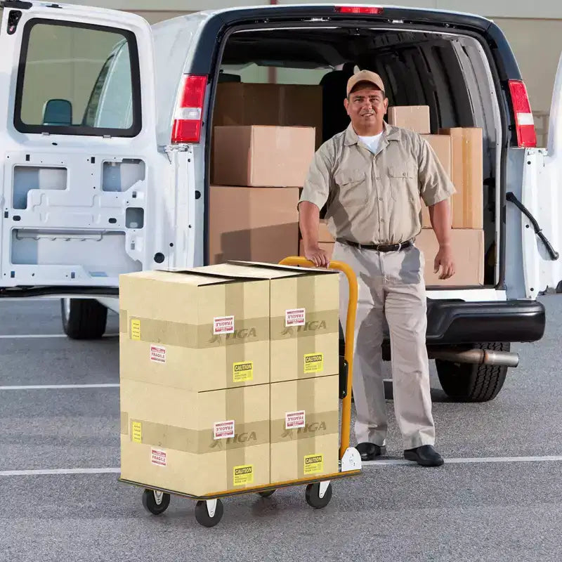 Costway Carrello Piattaforma Pieghevole da 150 kg per Magazzino Spostamenti, Camioncino a Spinta Manuale Blu/Giallo