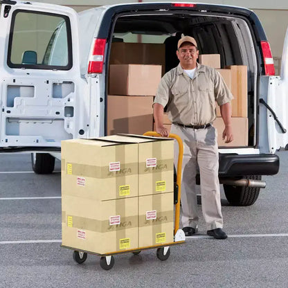 Costway Carrello Piattaforma Pieghevole da 150 kg per Magazzino Spostamenti, Camioncino a Spinta Manuale Blu/Giallo