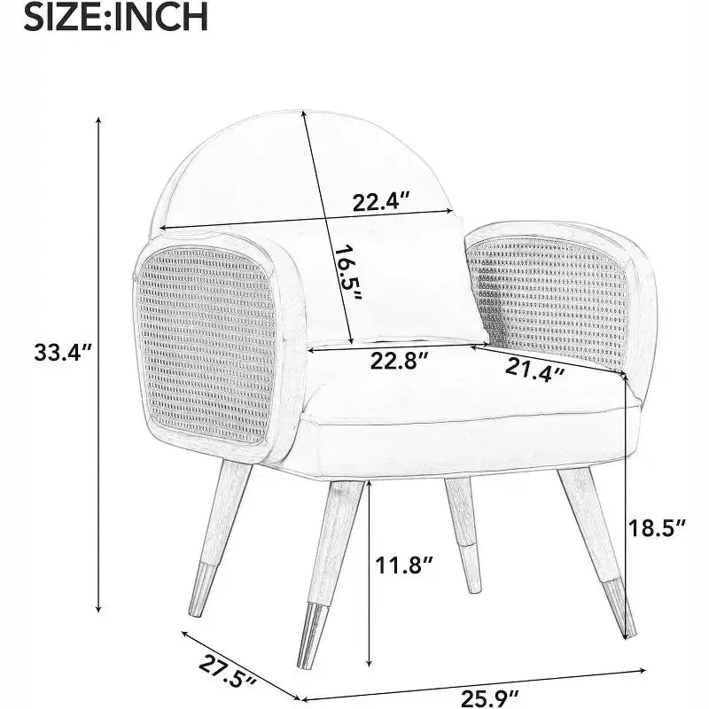 Acekool Sedie da pranzo moderne, seduta imbottita con braccioli in rattan, gambe in metallo, poltrona accentata per sala da pranzo soggiorno ufficio, gialle, set da 2