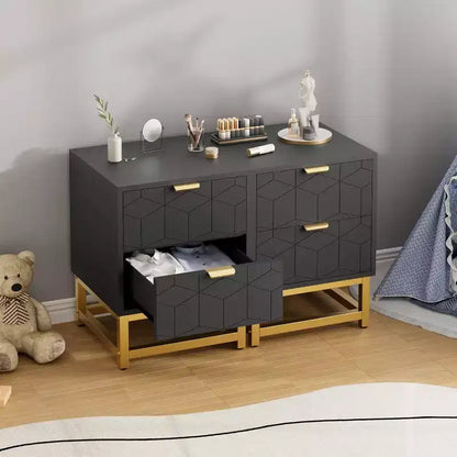 Comodino Acekool a 2 cassetti, tavolino moderno con gambe in metallo dorato, comodino con vano portaoggetti per camera da letto, corridoio o ingresso