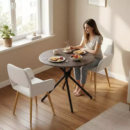 Set da pranzo da 3 pezzi con tavolo rotondo e 2 sedie imbottite, piccolo tavolo da cucina per appartamento, sala da pranzo o bar