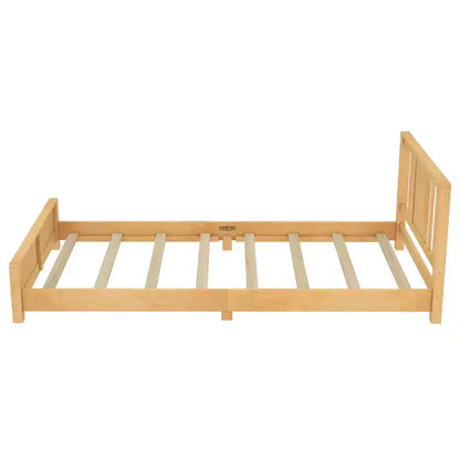 Letto a Piattaforma Matrimoniale con Testiera, Struttura del Letto a Piattaforma Bassa in Legno Massiccio con Doghe di Supporto per Camera da Letto