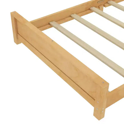 Letto a Piattaforma Matrimoniale con Testiera, Struttura del Letto a Piattaforma Bassa in Legno Massiccio con Doghe di Supporto per Camera da Letto