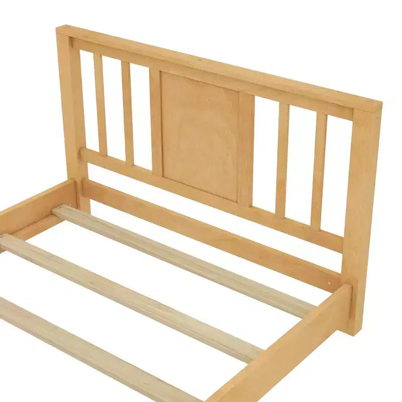 Letto a Piattaforma Matrimoniale con Testiera, Struttura del Letto a Piattaforma Bassa in Legno Massiccio con Doghe di Supporto per Camera da Letto