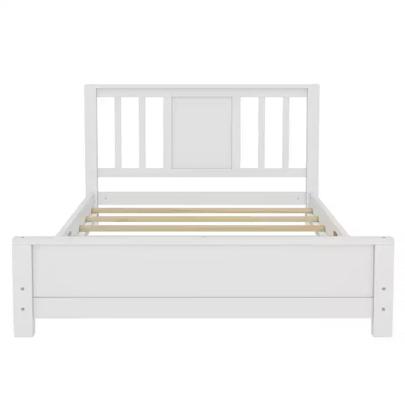 Letto a Piattaforma Matrimoniale con Testiera, Struttura del Letto a Piattaforma Bassa in Legno Massiccio con Doghe di Supporto per Camera da Letto