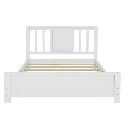 Letto a Piattaforma Matrimoniale con Testiera, Struttura del Letto a Piattaforma Bassa in Legno Massiccio con Doghe di Supporto per Camera da Letto