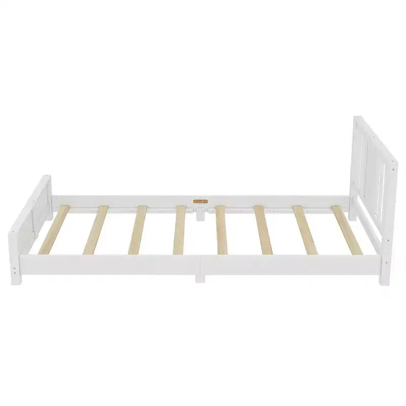 Letto a Piattaforma Matrimoniale con Testiera, Struttura del Letto a Piattaforma Bassa in Legno Massiccio con Doghe di Supporto per Camera da Letto