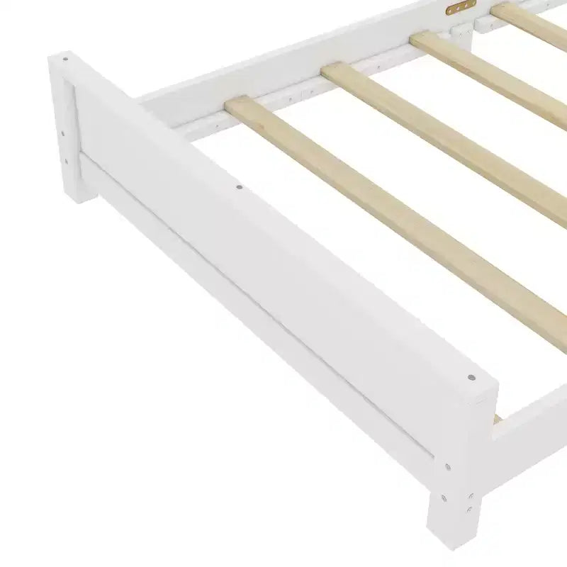 Letto a Piattaforma Matrimoniale con Testiera, Struttura del Letto a Piattaforma Bassa in Legno Massiccio con Doghe di Supporto per Camera da Letto