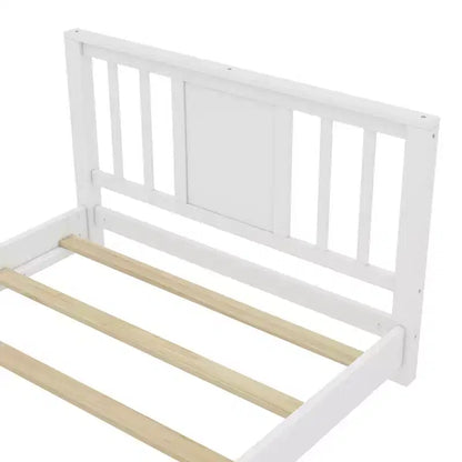 Letto a Piattaforma Matrimoniale con Testiera, Struttura del Letto a Piattaforma Bassa in Legno Massiccio con Doghe di Supporto per Camera da Letto
