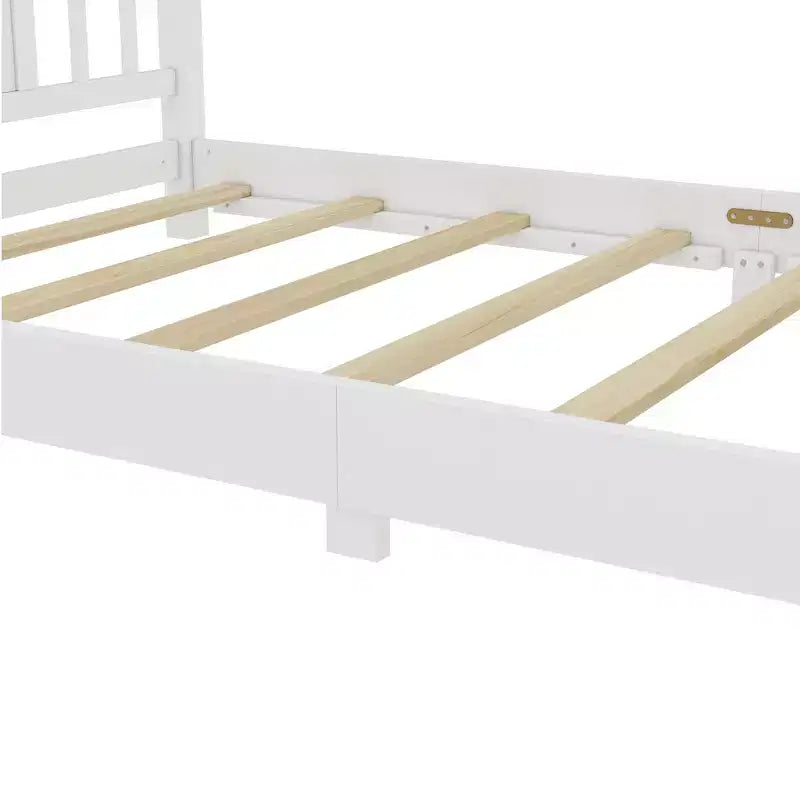 Letto a Piattaforma Matrimoniale con Testiera, Struttura del Letto a Piattaforma Bassa in Legno Massiccio con Doghe di Supporto per Camera da Letto