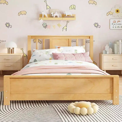 Letto a Piattaforma Matrimoniale con Testiera, Struttura del Letto a Piattaforma Bassa in Legno Massiccio con Doghe di Supporto per Camera da Letto