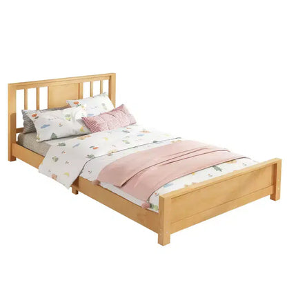 Letto a Piattaforma Matrimoniale con Testiera, Struttura del Letto a Piattaforma Bassa in Legno Massiccio con Doghe di Supporto per Camera da Letto