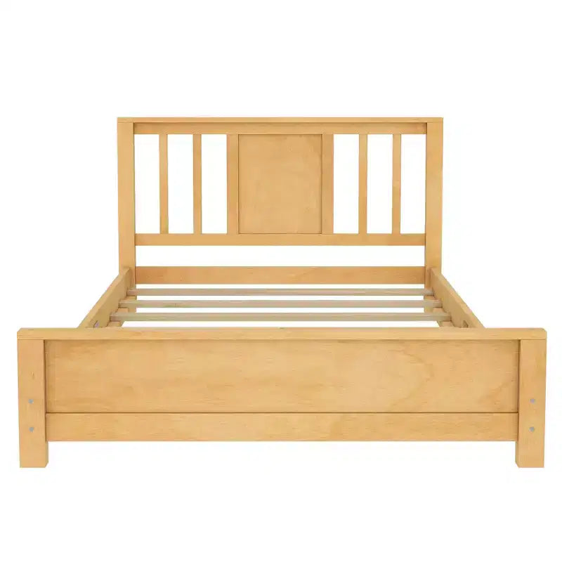 Letto a Piattaforma Matrimoniale con Testiera, Struttura del Letto a Piattaforma Bassa in Legno Massiccio con Doghe di Supporto per Camera da Letto