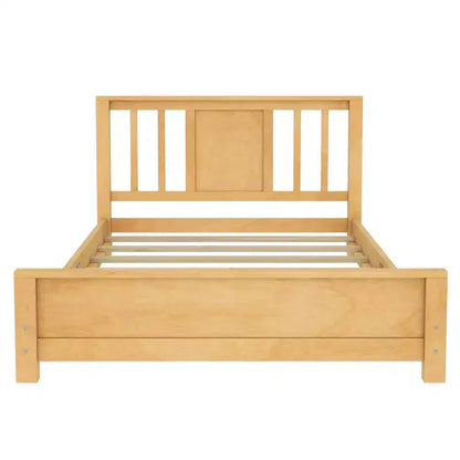 Letto a Piattaforma Matrimoniale con Testiera, Struttura del Letto a Piattaforma Bassa in Legno Massiccio con Doghe di Supporto per Camera da Letto