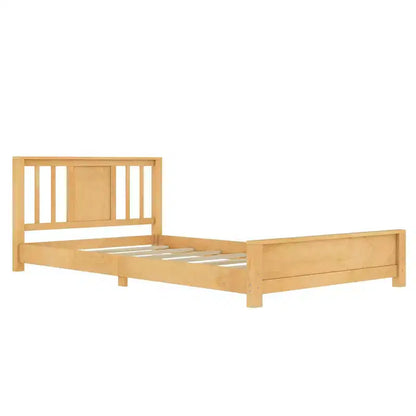 Letto a Piattaforma Matrimoniale con Testiera, Struttura del Letto a Piattaforma Bassa in Legno Massiccio con Doghe di Supporto per Camera da Letto