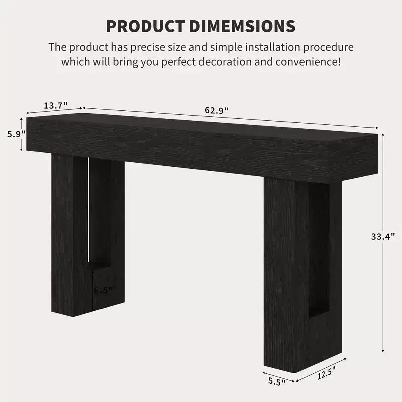Console da tavolo rustica da 160 cm - Tavolino stretto in legno da divano - Scaffale portaoggetti - Ingresso, corridoio, soggiorno, dietro il divano
