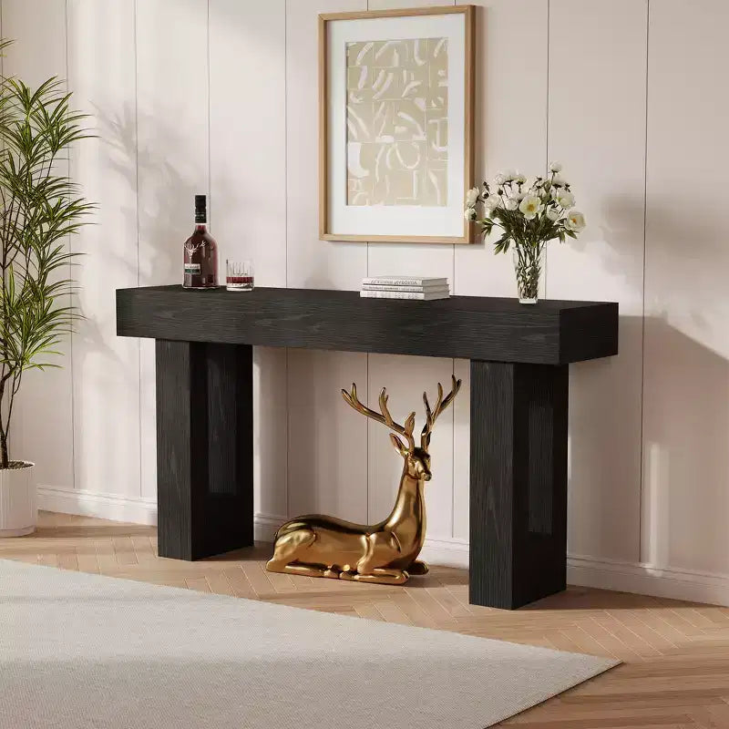 Console da tavolo rustica da 160 cm - Tavolino stretto in legno da divano - Scaffale portaoggetti - Ingresso, corridoio, soggiorno, dietro il divano