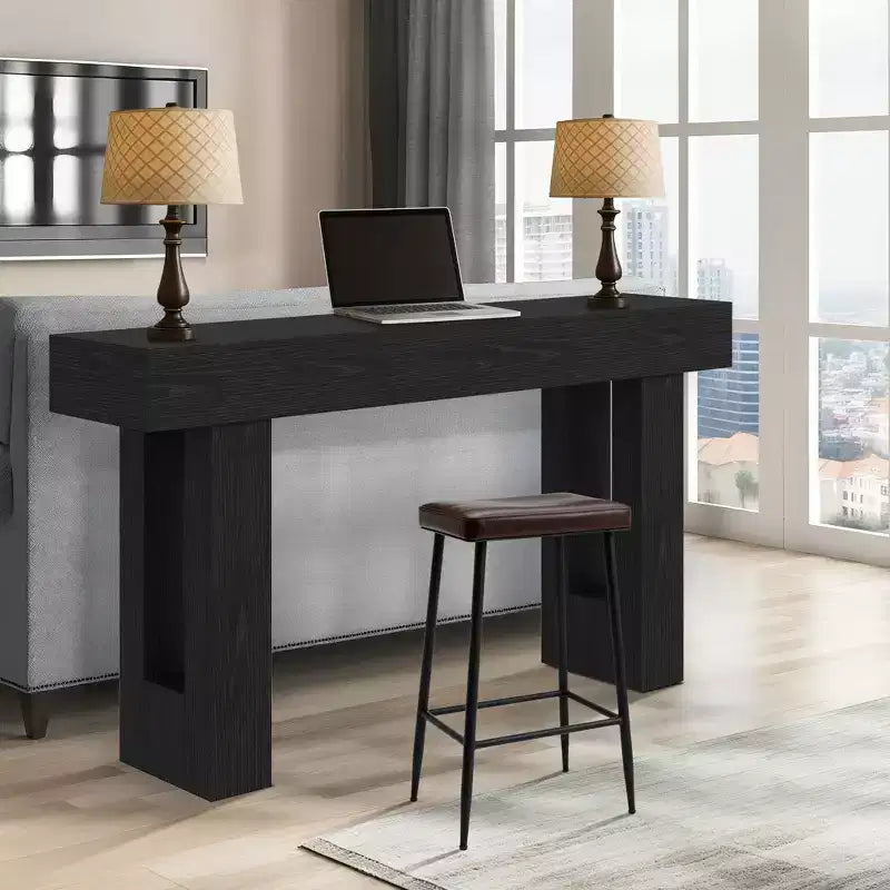 Console da tavolo rustica da 160 cm - Tavolino stretto in legno da divano - Scaffale portaoggetti - Ingresso, corridoio, soggiorno, dietro il divano
