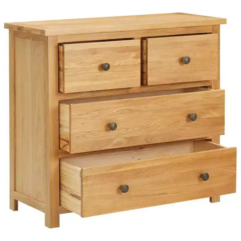 Cassettiera Rovere Naturale Legno massello di rovere, MDF con impiallacciatura di rovere