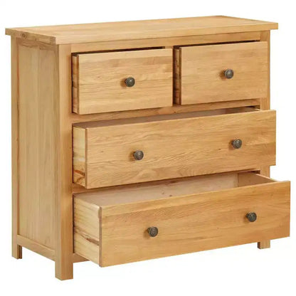 Cassettiera Rovere Naturale Legno massello di rovere, MDF con impiallacciatura di rovere