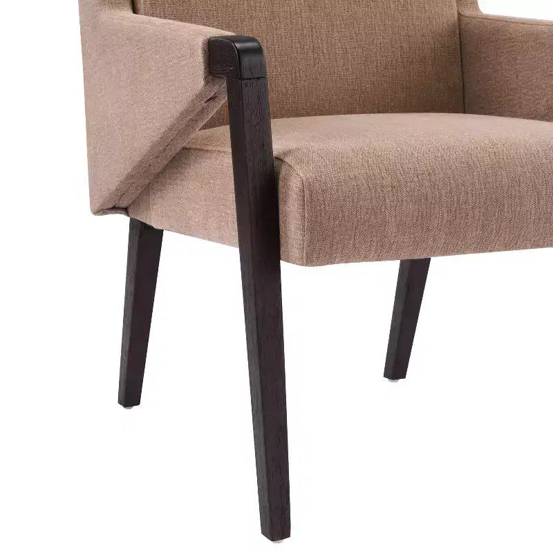Set da pranzo Anand Moderno 7 pezzi in legno di Hevea con tavolo ovale a piedistallo e sedie rivestite in lino