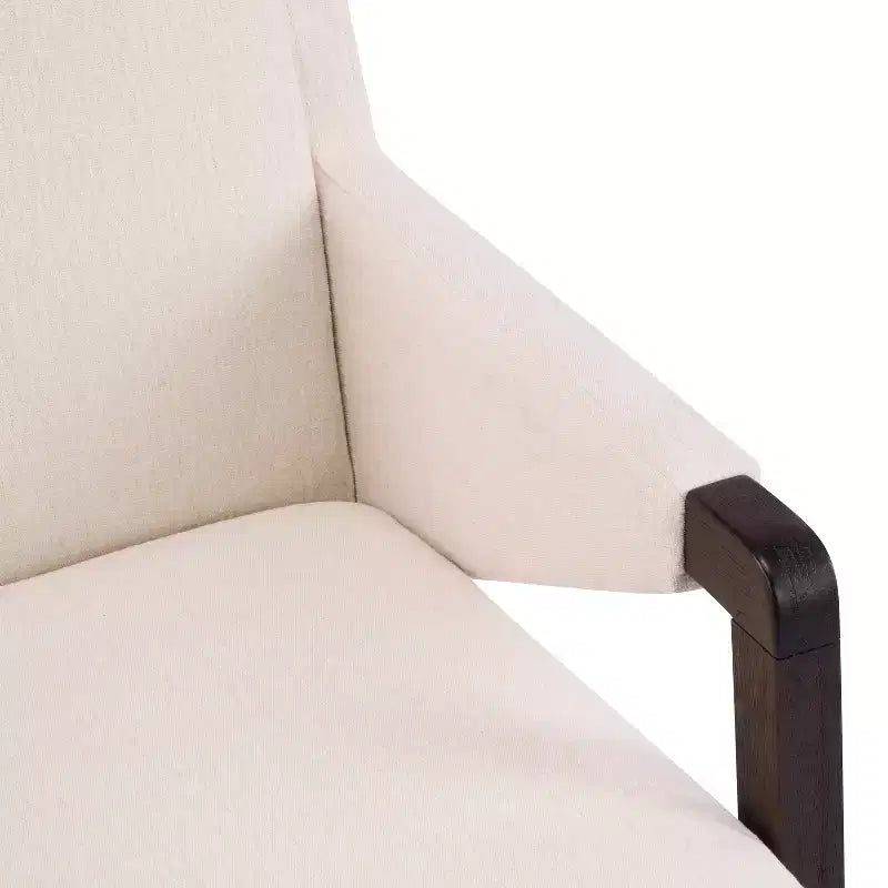 Set da pranzo Anand Moderno 7 pezzi in legno di Hevea con tavolo ovale a piedistallo e sedie rivestite in lino