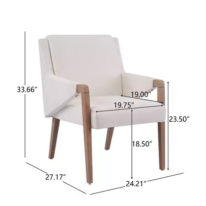 Set da pranzo Anand Moderno 7 pezzi in legno di Hevea con tavolo ovale a piedistallo e sedie rivestite in lino