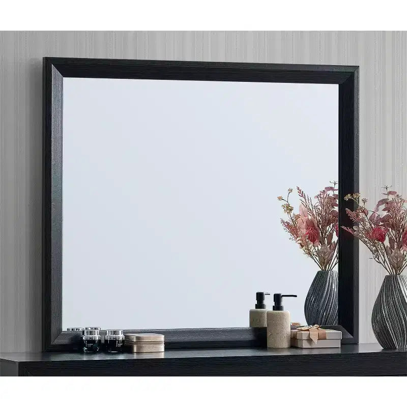 Specchio da comò Rustica in legno, rettangolare, 41 pollici L x 35 pollici H, colore nero