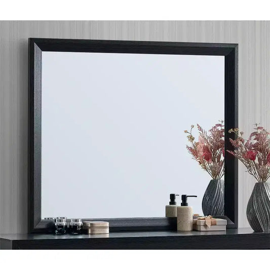 Specchio da comò Rustica in legno, rettangolare, 41 pollici L x 35 pollici H, colore nero