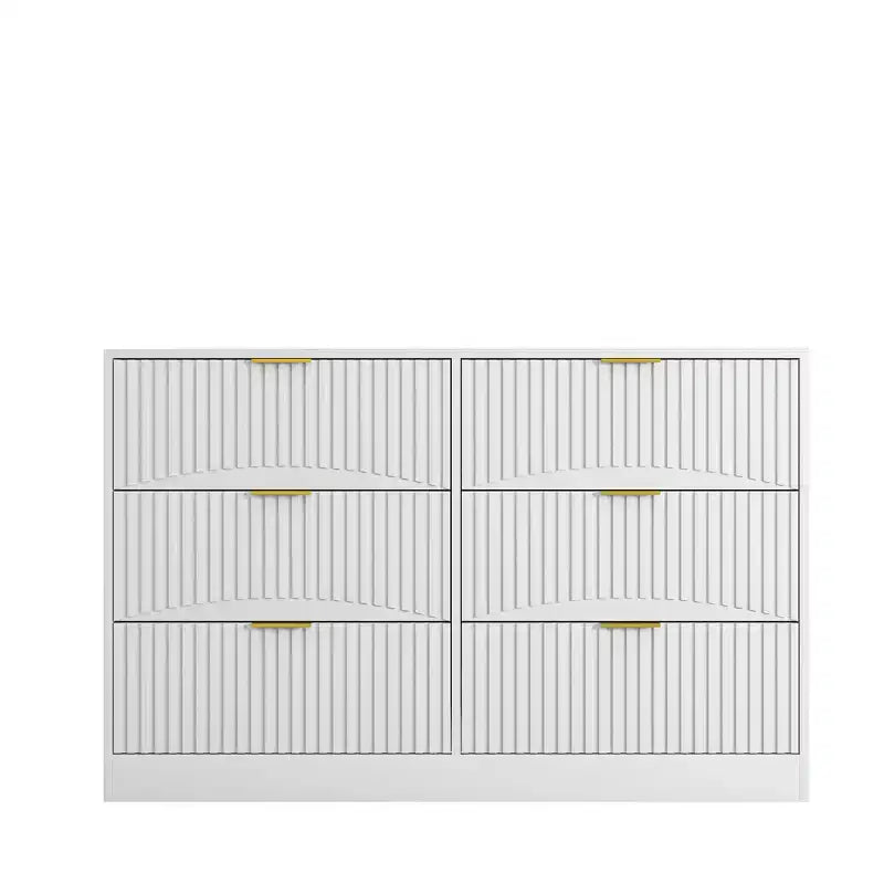 Cassettiera a 6 cassetti, armadio moderno con pannello a onde, in truciolato, costruzione robusta, ampio spazio di archiviazione