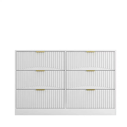 Cassettiera a 6 cassetti, armadio moderno con pannello a onde, in truciolato, costruzione robusta, ampio spazio di archiviazione