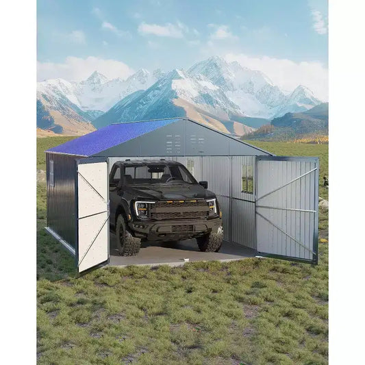 LinTimes 12x20 FT All-Steel Carport with Vertical Roof, Heavy-Duty Galvanized Metal Garage Shelter, for Vehicle and Outdoor Equipment Storage